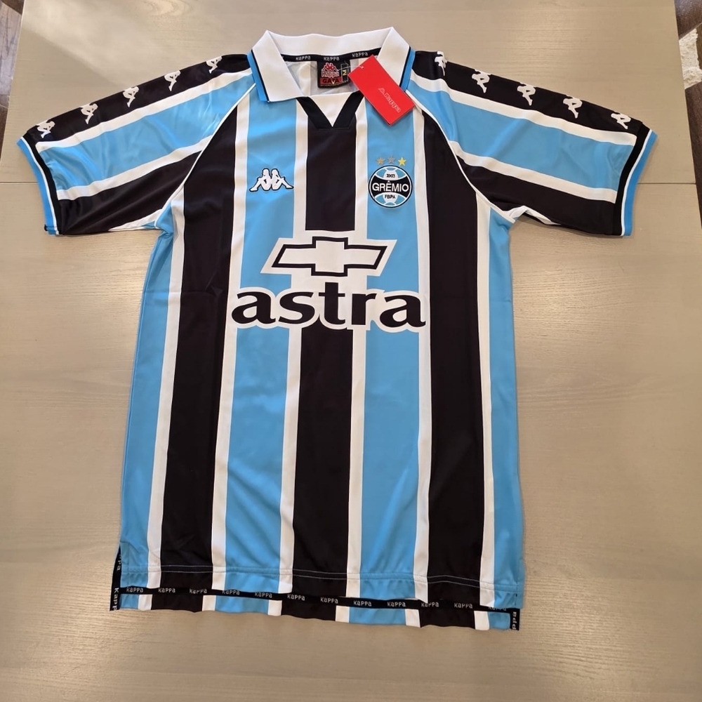 NWT Kappa Grêmio Striped Soccer Jersey Sz M Ronaldihno #10 - 2000/01
